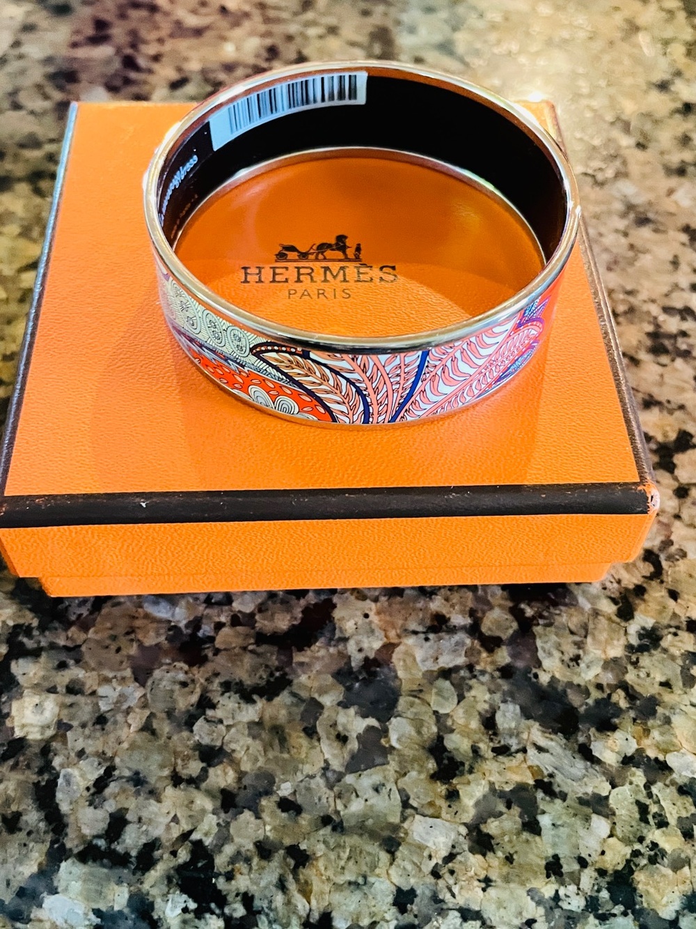 Hermes Multi Color Enamel Bracelet Box, Dust Bag COA